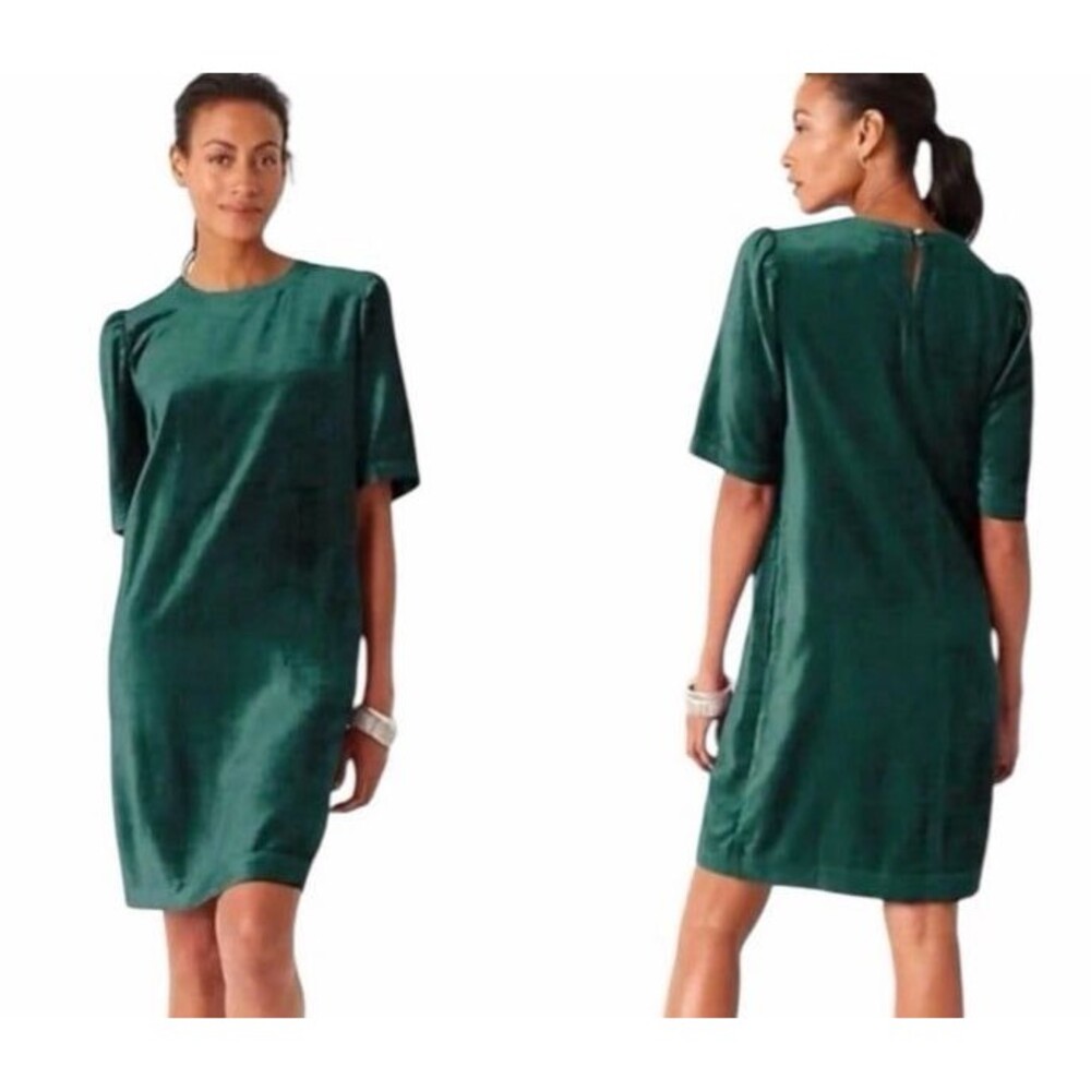J.Jill Velvet Dress XS Petite Prussian Blue Teal 3/4 Sleeve NWT $129 Holiday